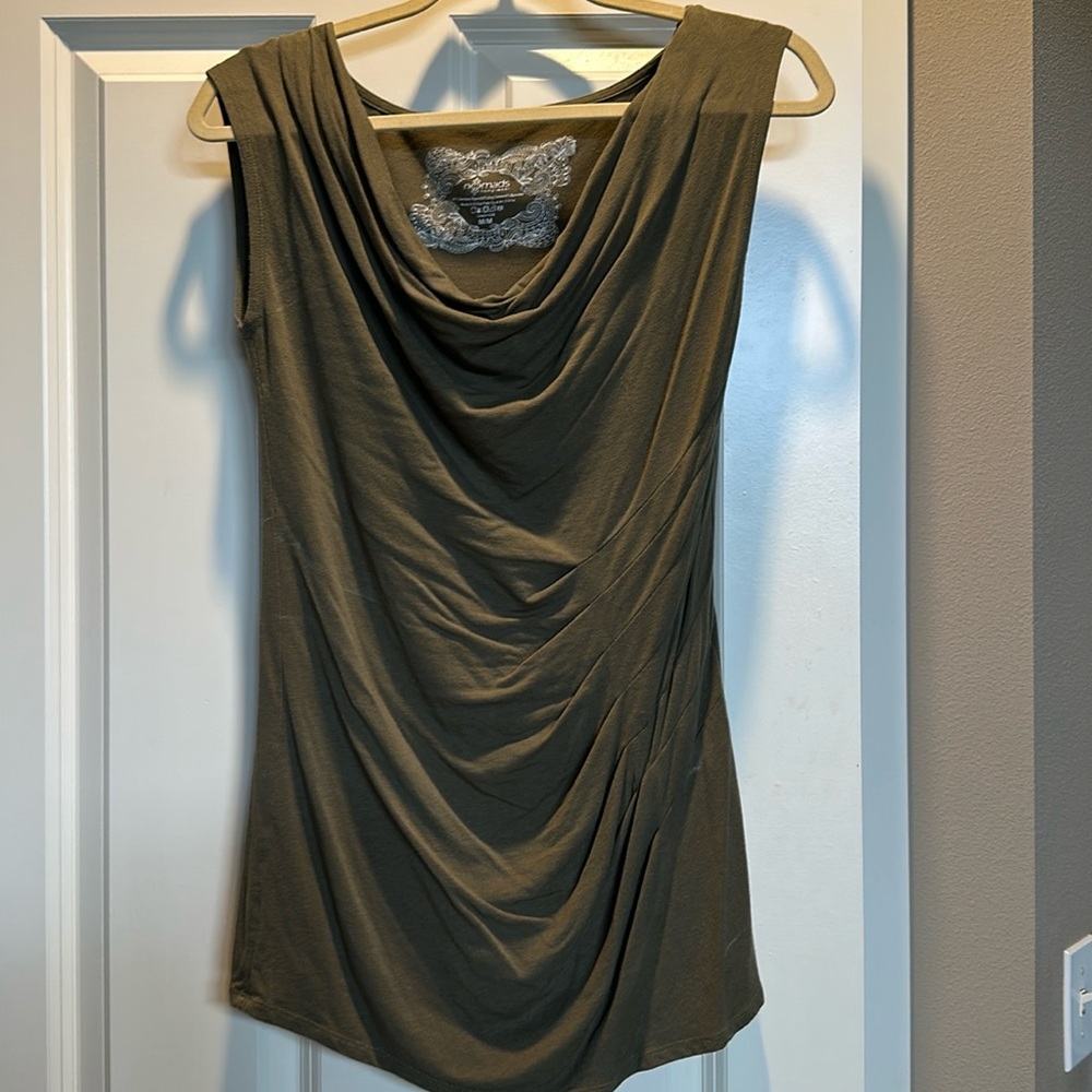 Cute olive green sleeveless shirt.